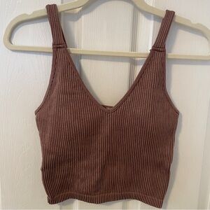 Wishlist brand brown ribbed tank with built in padding size m/l
